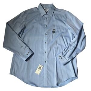Calvin Klein Men's Blue Button Down Shirt Slim Fit Herringbone, 17 34/35, NWT